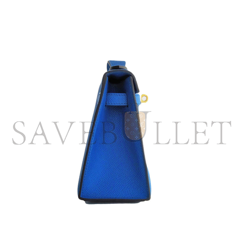 H**mes blue izmir gold kelly pochette epsom ghw clutch cut bag (22*14*7cm)